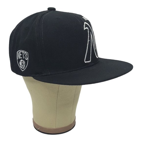 Brooklyn Nets Basketball Flat Brim Snapback Cap Trucker Baseball Mitchell Ness - Picture 3 of 12